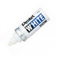 Маркер перманентный Pentel White X100W 6,6мм короткий корпус овальный белый  - Маркер перманентный Pentel White X100W 6,6мм короткий корпус овальный белый 