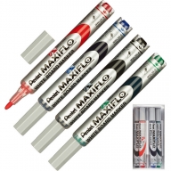 Набор маркеров для белой доски Pentel Maxiflo 4мм 4 цвета + магнитная губка - Набор маркеров для белой доски Pentel Maxiflo MWL5S-4N 4мм 4 цвета + магнитная губка