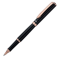 Ручка гелевая Pentel Sterling K611 черный лак c отделкой цвета розовое золото синяя 0,7мм