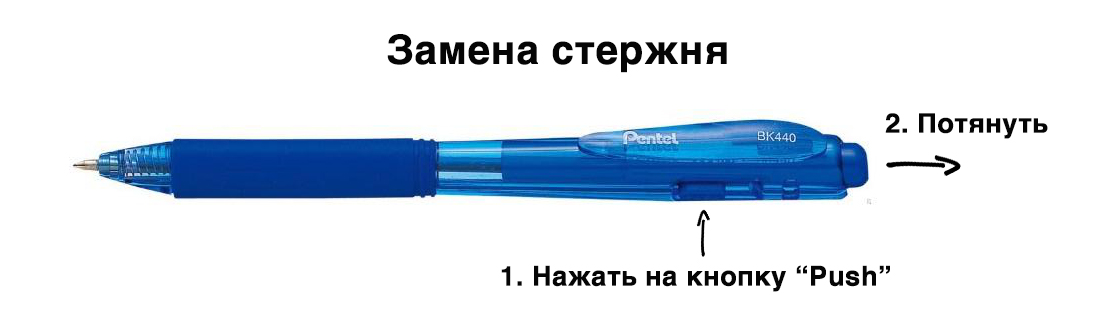 Замена стержня в ручках Pentel BK440 Замена стержня в ручках Pentel BK440