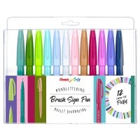 Набор кистей Pentel Brush Sign Pen SES15C Pastel 12 цветов