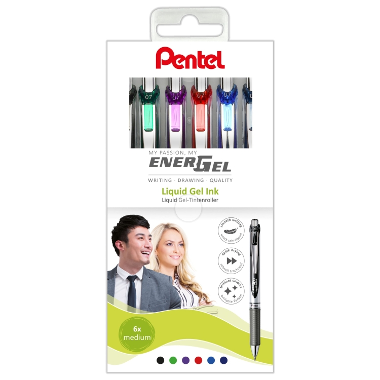 Набор гелевых ручек Pentel EnerGel BL77 6 цветов 0,7мм