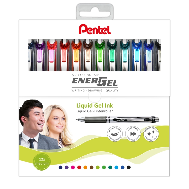 Набор гелевых ручек Pentel EnerGel BL77 12 цветов 0,7мм