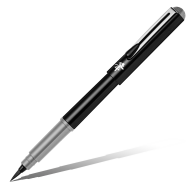 Ручка-кисть для каллиграфии Pentel Pocket Brush Pen черный корпус серая + 4 картриджа - Ручка-кисть для каллиграфии Pentel Pocket Brush Pen GFKP3  серые чернила + 4 картриджа