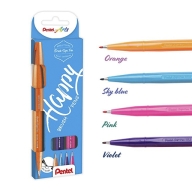 Набор кистей Pentel Brush Sign Pen Happy SES15 4 цвета - Набор кистей Pentel Brush Sign Pen Happy SES15 4 цвета