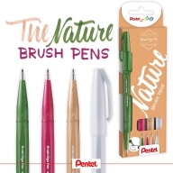 Набор кистей Pentel Brush Sign Pen Nature SES15N 4 цвета - Набор кистей Pentel Brush Sign Pen Nature SES15N 4 цвета