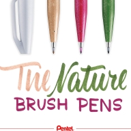 Набор кистей Pentel Brush Sign Pen Nature SES15N 4 цвета - Набор кистей Pentel Brush Sign Pen Nature SES15N 4 цвета