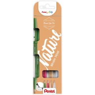 Набор кистей Pentel Brush Sign Pen Nature SES15N 4 цвета - Набор кистей Pentel Brush Sign Pen Nature SES15N 4 цвета
