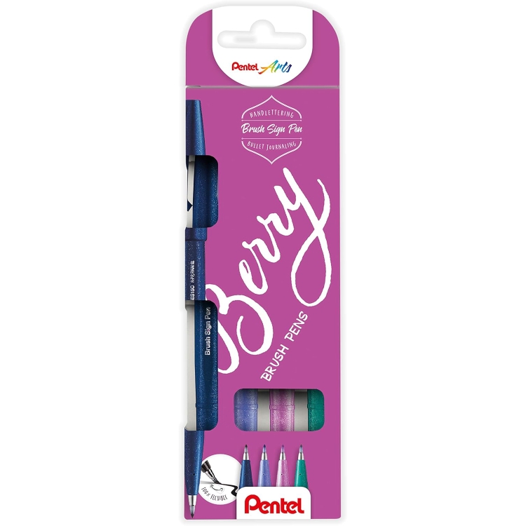 Набор кистей Pentel Brush Sign Pen Berry SES15B 4 цвета