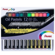 Пастель масляная Pentel Arts Oil Pastels металлик и флуоресцентные цвета 12 мелков - Пастель масляная Pentel Arts Oil Pastels металлик и флуоресцентные цвета 12 мелков PHN-MF12