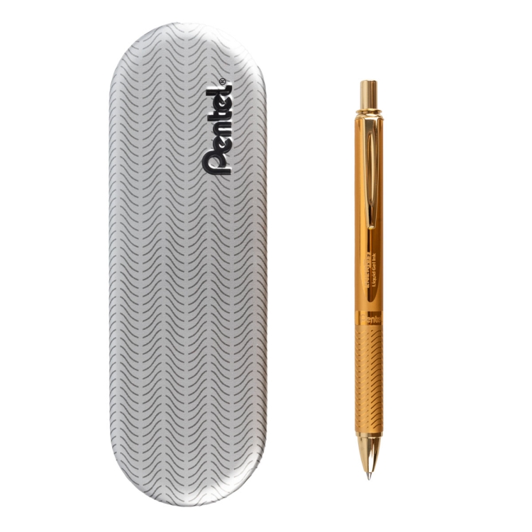 Ручка гелевая Pentel EnerGel BL407 золотой металлик синяя 0,7мм