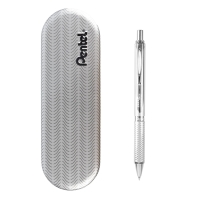 Ручка гелевая Pentel EnerGel BL407 серебристый металлик синяя 0,7мм