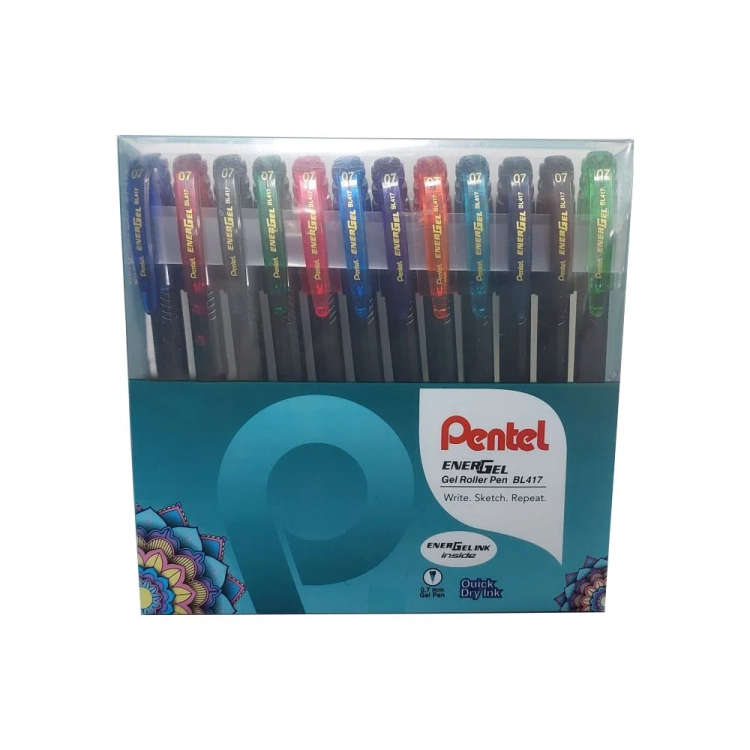 Набор гелевых ручек Pentel EnerGel BL417 12 цветов 0,7мм