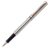 Ручка гелевая Pentel Sterling K600 серебристый металлик с отделкой цвета розовое золото синяя 0,7мм K600