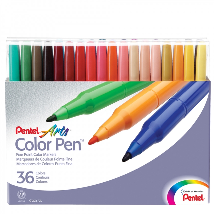 Фломастеры Pentel Arts Color Pen 36 цветов