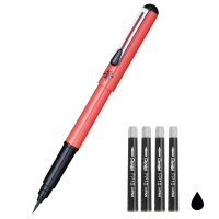 Ручка-кисть для каллиграфии Pentel Pocket Brush Pen оранжевый корпус черная + 4 картриджа