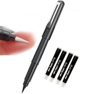 Ручка-кисть для каллиграфии Pentel Pocket Brush Pen черный корпус черная + 4 картриджа - Ручка-кисть для каллиграфии Pentel Brush Pen GFKP3-A черная + 4 картриджа