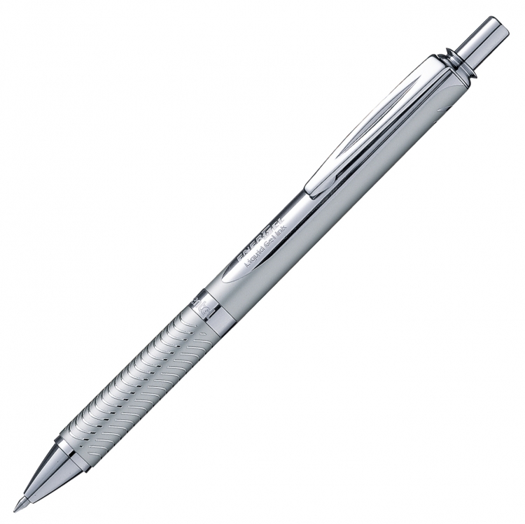 Ручка гелевая Pentel Sterling EnerGel серебристый металлик черная 0,7мм BL407M
