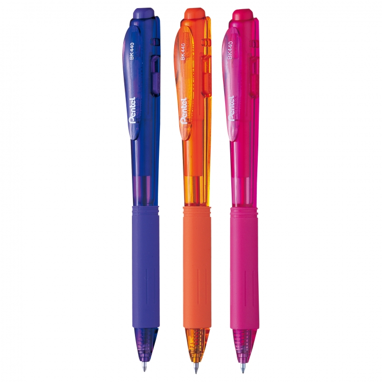Набор шариковых ручек Pentel BK440 фиолетовая, оранжевая, розовая 1мм