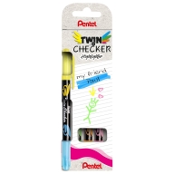 Набор текстовыделителей Pentel TwinCheсker 1-3мм SLW8-4 - Набор текстовыделителей Pentel TwinCheсker 1-3мм SLW8-4