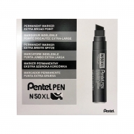 Маркер перманентный Pentel N50XL 8-15,4мм клиновидный черный - Маркер перманентный Pentel PEN Extra Broad скошенный черный 17мм N50XL упаковка из 6 штук