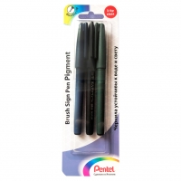 Кисть с пигментными чернилами Pentel Brush Sign Pen Pigment SESP15 3 размера (EF+F+ M) в блистере