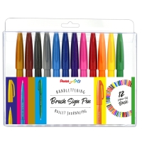 Набор кистей Pentel Brush Sign Pen SES15C Basic 12 цветов